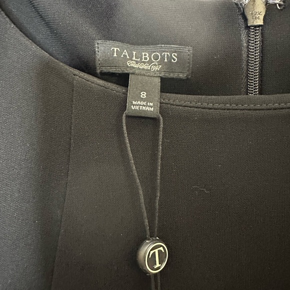 Talbots Black Knee Length Shift Dress Size 8 New with tags Career Work Formal - Picture 5 of 6